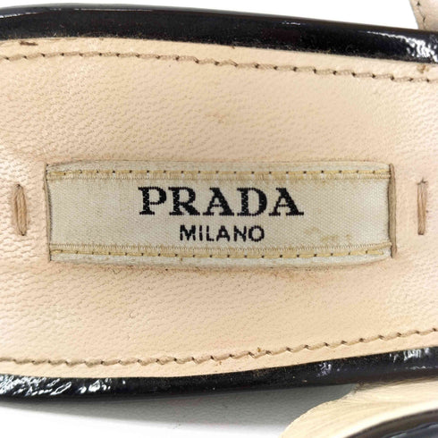 プラダ PRADA オープントゥ ハイヒール エナメル パンプス レディース 36 1/2