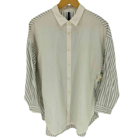 ナチュラルランドリー NATURAL LAUNDRY 無地×ストライプ 切替 オーバーサイズ シャツ / CLシャンブレー&ストライプ パネルロングシャツ レディース
