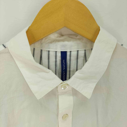 ナチュラルランドリー NATURAL LAUNDRY 無地×ストライプ 切替 オーバーサイズ シャツ / CLシャンブレー&ストライプ パネルロングシャツ レディース
