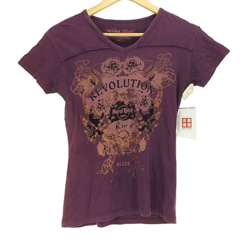 ハードロックカフェ Hard Rock Cafe REVOLUTION フラワー プリント Vネック 半袖 Tシャツ y2k レディース import:S