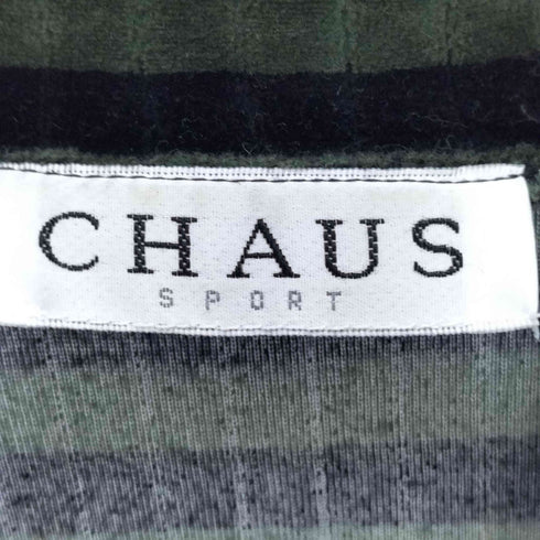 CHAUS SPORT チャウススポーツ ベロアライク ボーダー ハーフジッププルオーバー メンズ S