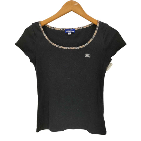 バーバリーブルーレーベル BURBERRY BLUE LABEL ロゴ刺繍 襟 ノバチェック Tシャツ Y2K レディース 38