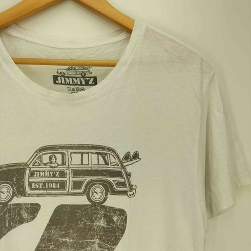 JIMMY'S USA製 裾袖シングルステッチ プリント 半袖 クルーネックTシャツ メンズ import:M