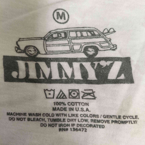 JIMMY'S USA製 裾袖シングルステッチ プリント 半袖 クルーネックTシャツ メンズ import:M