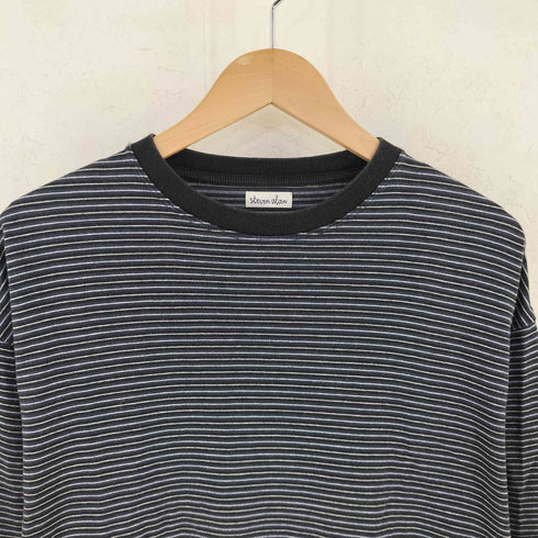 スティーブンアラン Steven Alan HI/TWST BORDER SHORT SLEEVE TEE -BOLD メンズ import:L