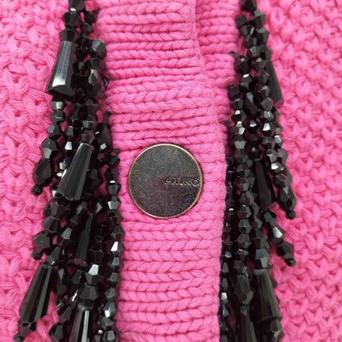 ピンコ PINKO ビジュー コットン ニット カーディガン レディース import:S