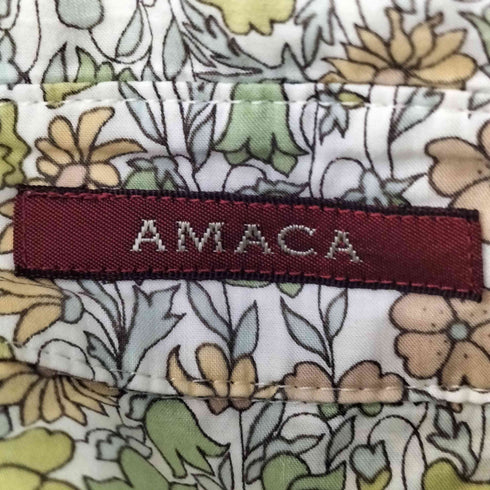 アマカ amaca 花柄 レギュラーカラー ピンタック シャツ レディース JPN:38