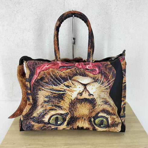 あちゃちゅむ 猫 デザイン ポーチ付き ハンドバッグ レディース