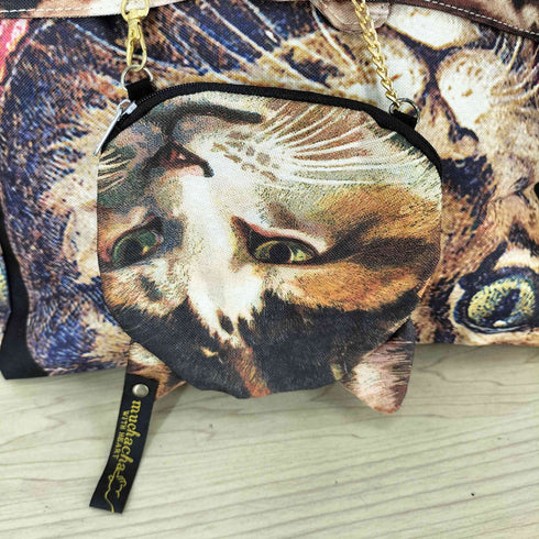 あちゃちゅむ 猫 デザイン ポーチ付き ハンドバッグ レディース
