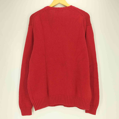 ポロラルフローレン POLO RALPH LAUREN 現行タグ RL92 ポロベア 星条旗 リネン紺 コットン ニット メンズ import:XL