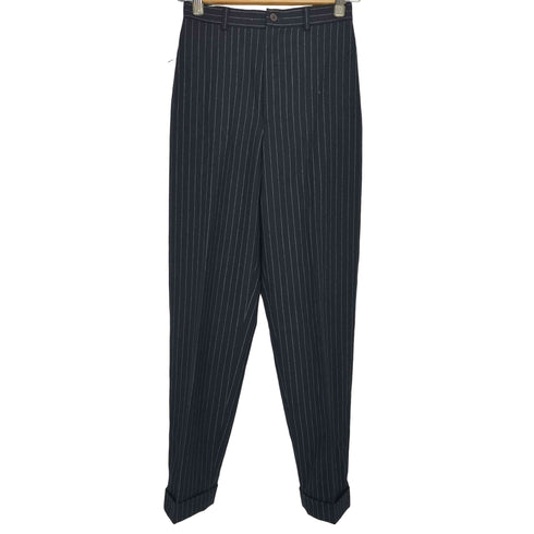 ラルフローレン RALPH LAUREN チョークストライプ ウール ノータック スラックス レディース 7