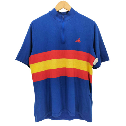 cannondale 80-90s USA製 ロゴ刺繍 マルチカラー ボーダー ハーフジップ サイクル Tシャツ メンズ import:L