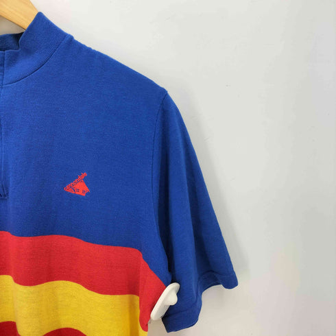 cannondale 80-90s USA製 ロゴ刺繍 マルチカラー ボーダー ハーフジップ サイクル Tシャツ メンズ import:L