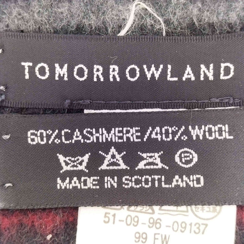 トゥモローランド TOMORROWLAND ウールカシミヤ チェック フリンジ マフラー メンズ
