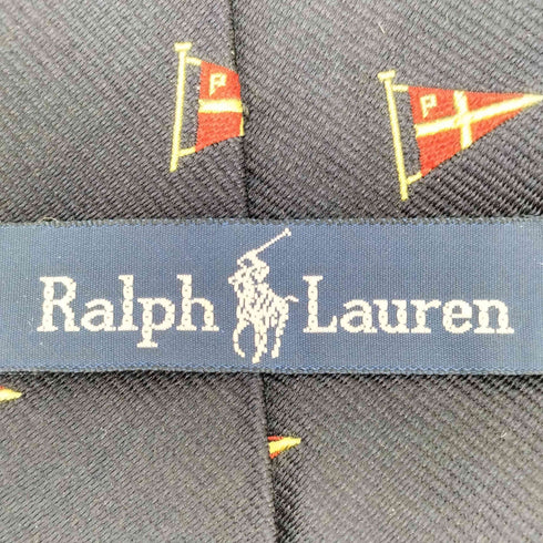 ラルフローレン RALPH LAUREN シルク100% フラッグ ネクタイ メンズ