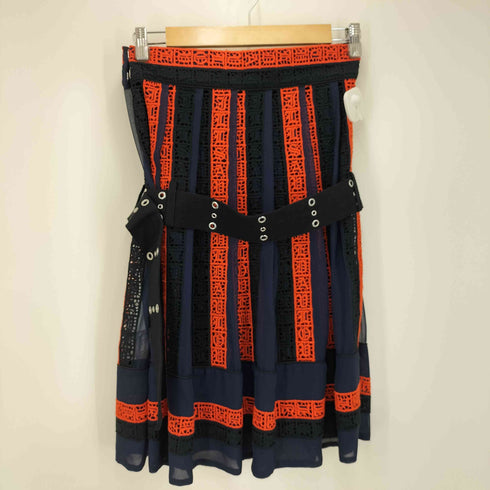 サカイ Sacai 16AW LETTER LACE BELTED SKIRT オリエンタル刺繍 シフォンスカート レディース JPN:1
