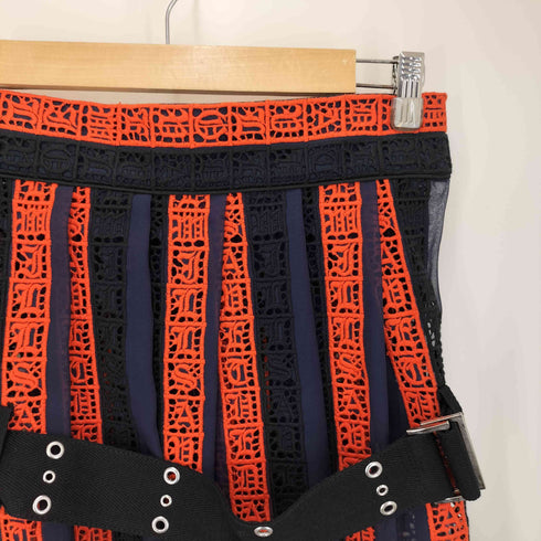 サカイ Sacai 16AW LETTER LACE BELTED SKIRT オリエンタル刺繍 シフォンスカート レディース JPN:1