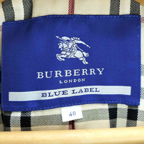 バーバリーブルーレーベル BURBERRY BLUE LABEL 裏地 ノバチェック ガンフラップ付き フルセット バルマカーン ステンカラー コート レディース EUR:40