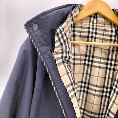 バーバリーロンドン BURBERRY LONDON 裏地 ノバチェック キルティング パデット ライナー ジャケット 付き 2WAY レイヤード パッカブル フーデット ブラック コート メンズ import:M