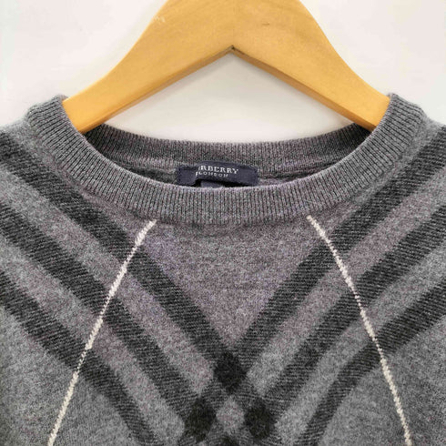 バーバリーロンドン BURBERRY LONDON Merino Wool 100% メリノ ウール 羊毛 アーガイル チェック クルーネック ニット セーター メンズ import:L
