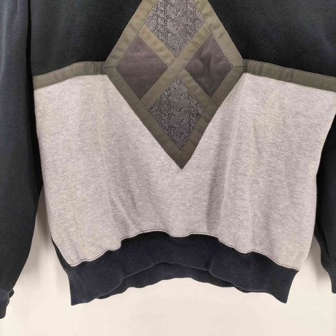 ケンゾーゴルフ KENZO GOLF 80-90S OLD 初期 3D ケーブル ニット アーガイル 刺繍 クルーネック バイカラー コットン ニット セーター メンズ JPN:3