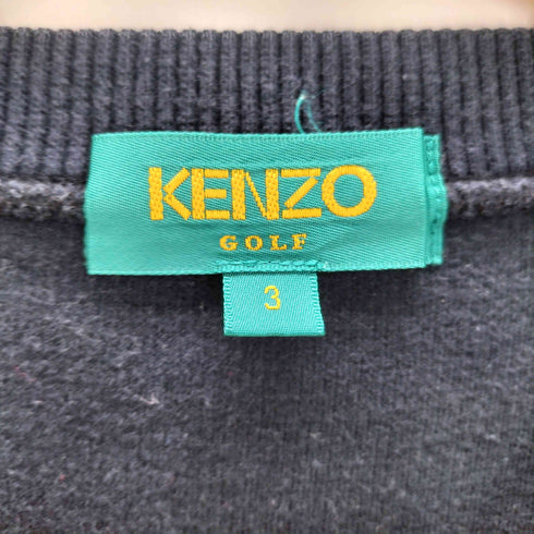 ケンゾーゴルフ KENZO GOLF 80-90S OLD 初期 3D ケーブル ニット アーガイル 刺繍 クルーネック バイカラー コットン ニット セーター メンズ JPN:3