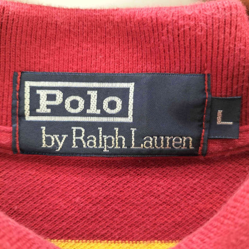 ポロバイラルフローレン Polo by RALPH LAUREN 90S ポニー 刺繍 S/S ボーダー ポロ シャツ 鹿の子 ビックサイズ メンズ import:L