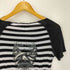 ハーレーダビッドソン HARLEY-DAVIDSON ビジュー ボーダー ロゴ プリント Tシャツ Y2K レディース import:M