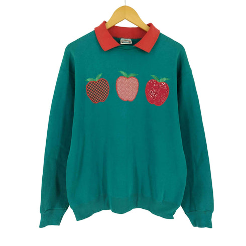 タルテックス TULTEX 90s USA製 アップル刺繍 襟付きスウェット レディース L