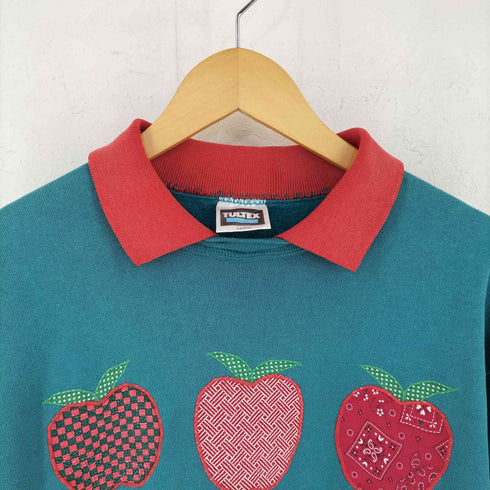 タルテックス TULTEX 90s USA製 アップル刺繍 襟付きスウェット レディース L