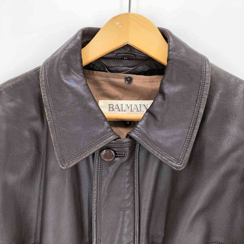 バルマンパリ BALMAIN PARIS LAMB LEATHER ラムレザー レザージャケット メンズ M