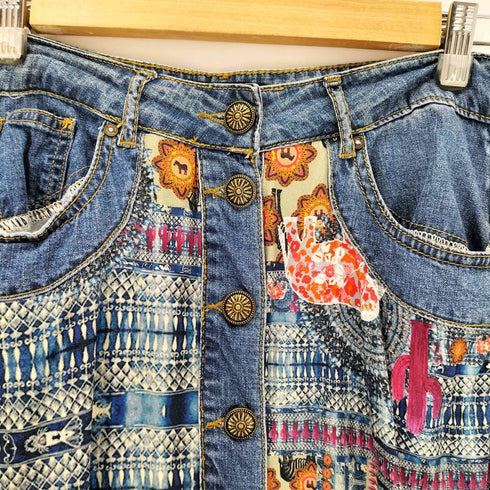 デシグアル Desigual エスニックフロントボタンデニムスカート レディース 36