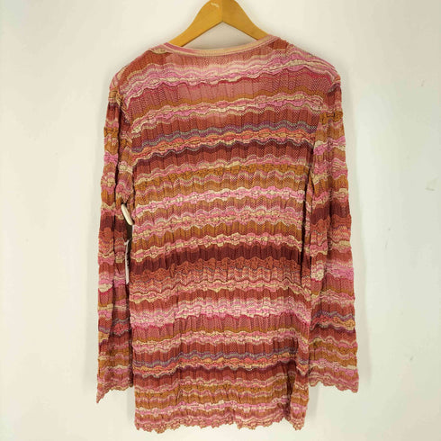 ミッソーニ MISSONI イタリア製 ウェーブボーダー 透かし編みニットカーディガン レディース