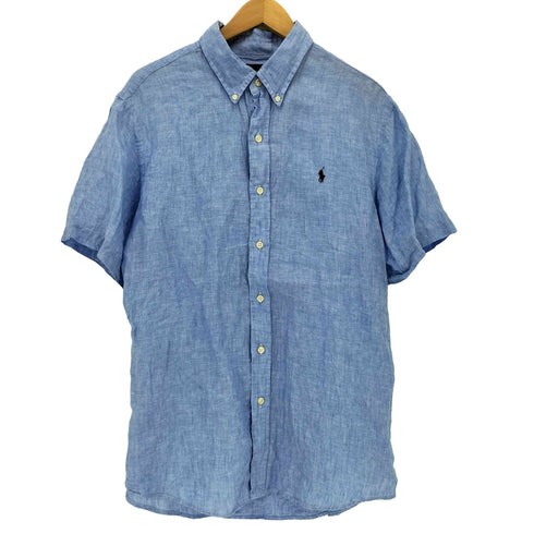 ラルフローレン RALPH LAUREN CLASSIC FIT ポニー刺繍 リネン S/S スタンドカラーシャツ メンズ JPN:L