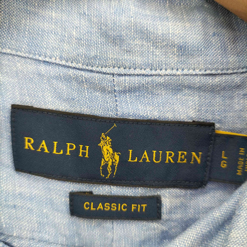 ラルフローレン RALPH LAUREN CLASSIC FIT ポニー刺繍 リネン S/S スタンドカラーシャツ メンズ JPN:L