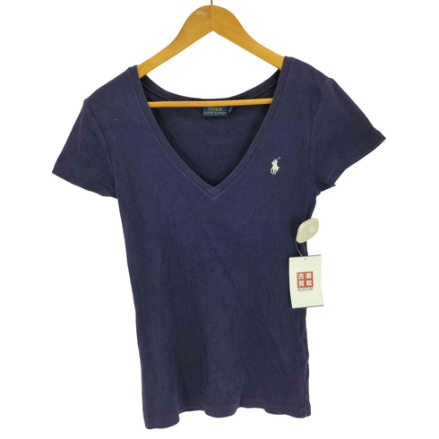 ポロラルフローレン POLO RALPH LAUREN スモールポニー刺繍 Vネック Tシャツ レディース import:S