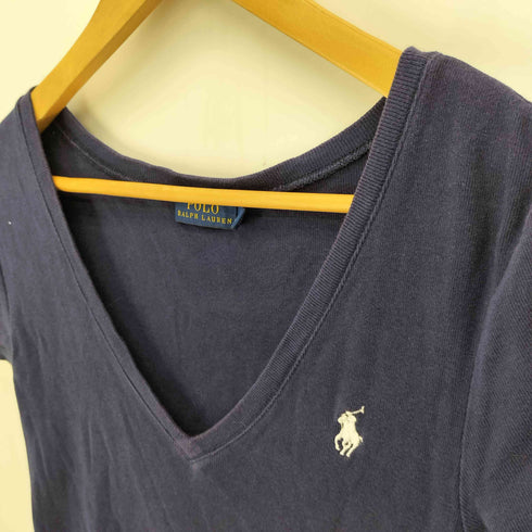 ポロラルフローレン POLO RALPH LAUREN スモールポニー刺繍 Vネック Tシャツ レディース import:S