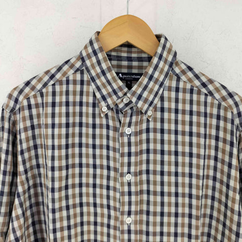 アクアスキュータム AQUASCUTUM コットン チェック 長袖 ボタンダウンシャツ メンズ XL