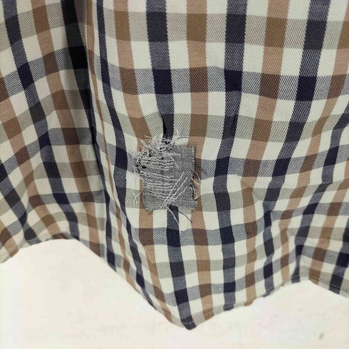 アクアスキュータム AQUASCUTUM コットン チェック 長袖 ボタンダウンシャツ メンズ XL