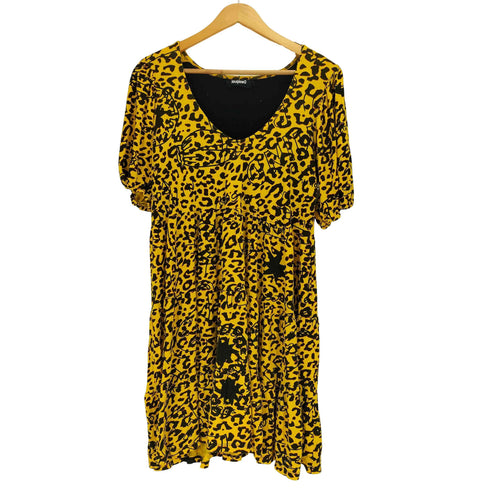 デシグアル Desigual レオパードプリントとフリルのレディースショートワンピース レディース import:M