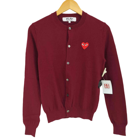 プレイコムデギャルソン PLAY COMME des GARCONS 胸元ワッペン ウールニットカーディガン レディース JPN:L