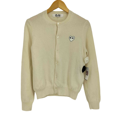 プレイコムデギャルソン PLAY COMME des GARCONS 胸元ワッペン ウールニットカーディガン レディース JPN:L