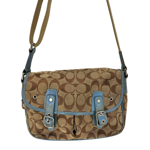 コーチ COACH シグネチャーロゴ 総柄 キャンバス レザー ショルダーバッグ レディース