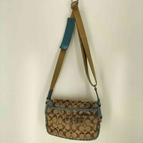 コーチ COACH シグネチャーロゴ 総柄 キャンバス レザー ショルダーバッグ レディース