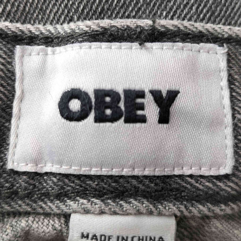オベイ OBEY ボタンフライ ストレート ブラックデニム パンツ メンズ 32