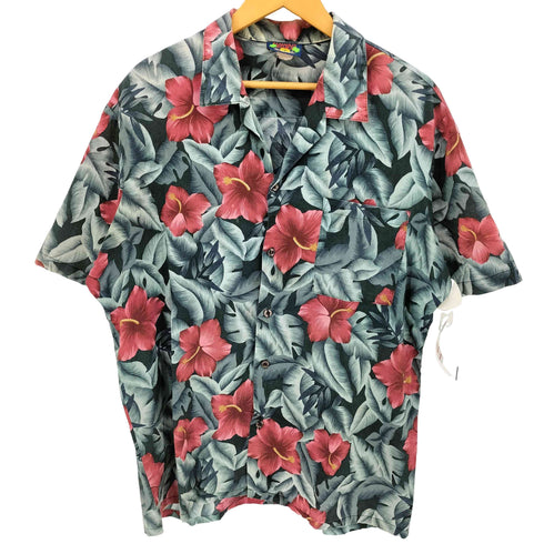 HAWAII BLUES 80s ハイビスカス プリント アロハシャツ メンズ import:L