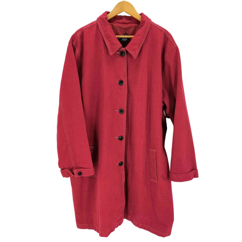 デニムアンドコー Denim&Co レッドデニム ダスターコート レディース 3X