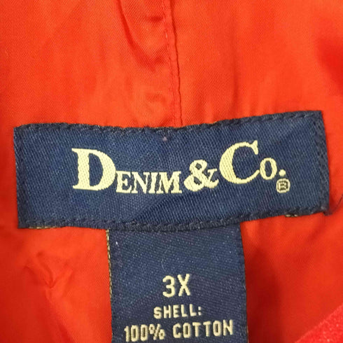 デニムアンドコー Denim&Co レッドデニム ダスターコート レディース 3X
