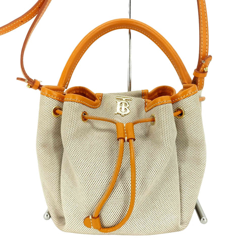 バーバリー BURBERRY Monogram Motif Canvas leather Bucket Bag モノグラムモチーフ キャンバス&レザー バケットバッグ レディース