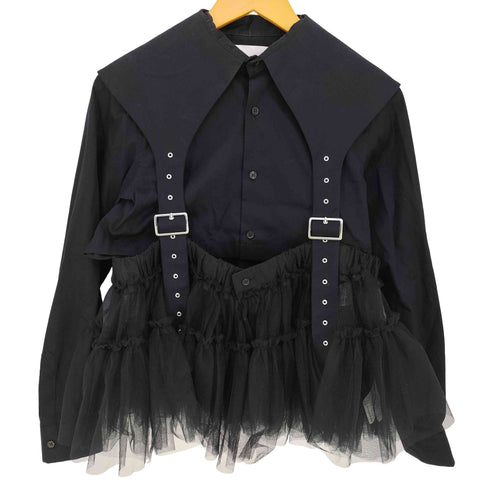 ノワールケイニノミヤ noir kei ninomiya 25SS 綿ブロード チュールシャツ ブラウス レディース JPN:S